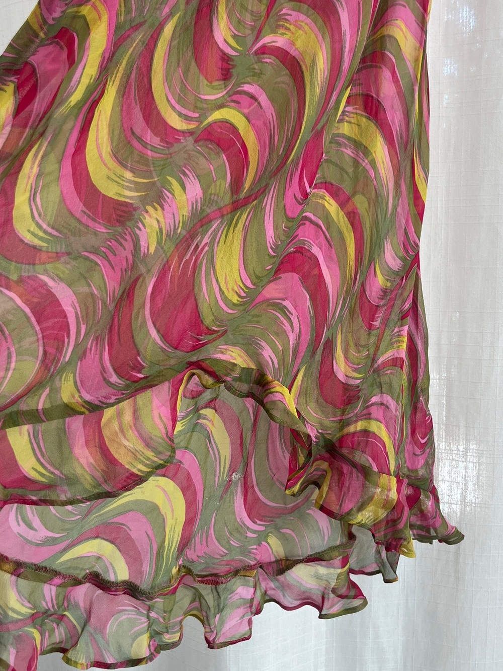 Vintage Betsey Johnson Pink & Green Swirl Maxi Slip Dress 90s/ Y2K - Picture 4 of 7
